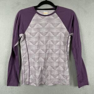 Icebreaker T-Shirt Kids 14 Purple Merino Wool Long Sleeve Lightweight Slim
